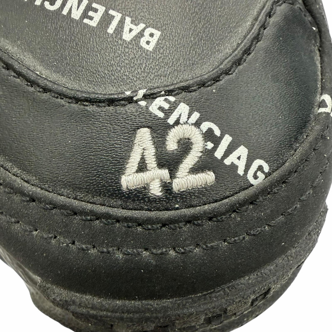 Great BALENCIAGA sneakers Triple S black leather mens 42 536737