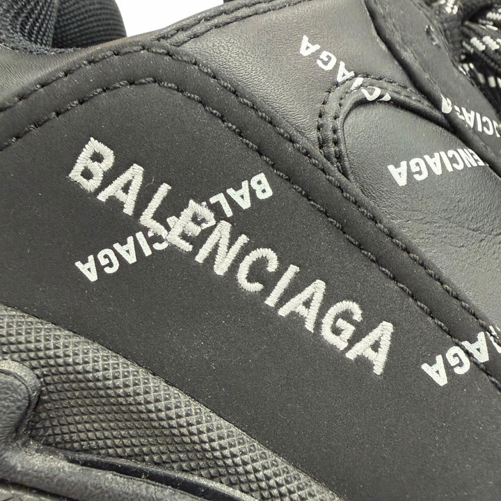 Great BALENCIAGA sneakers Triple S black leather mens 42 536737