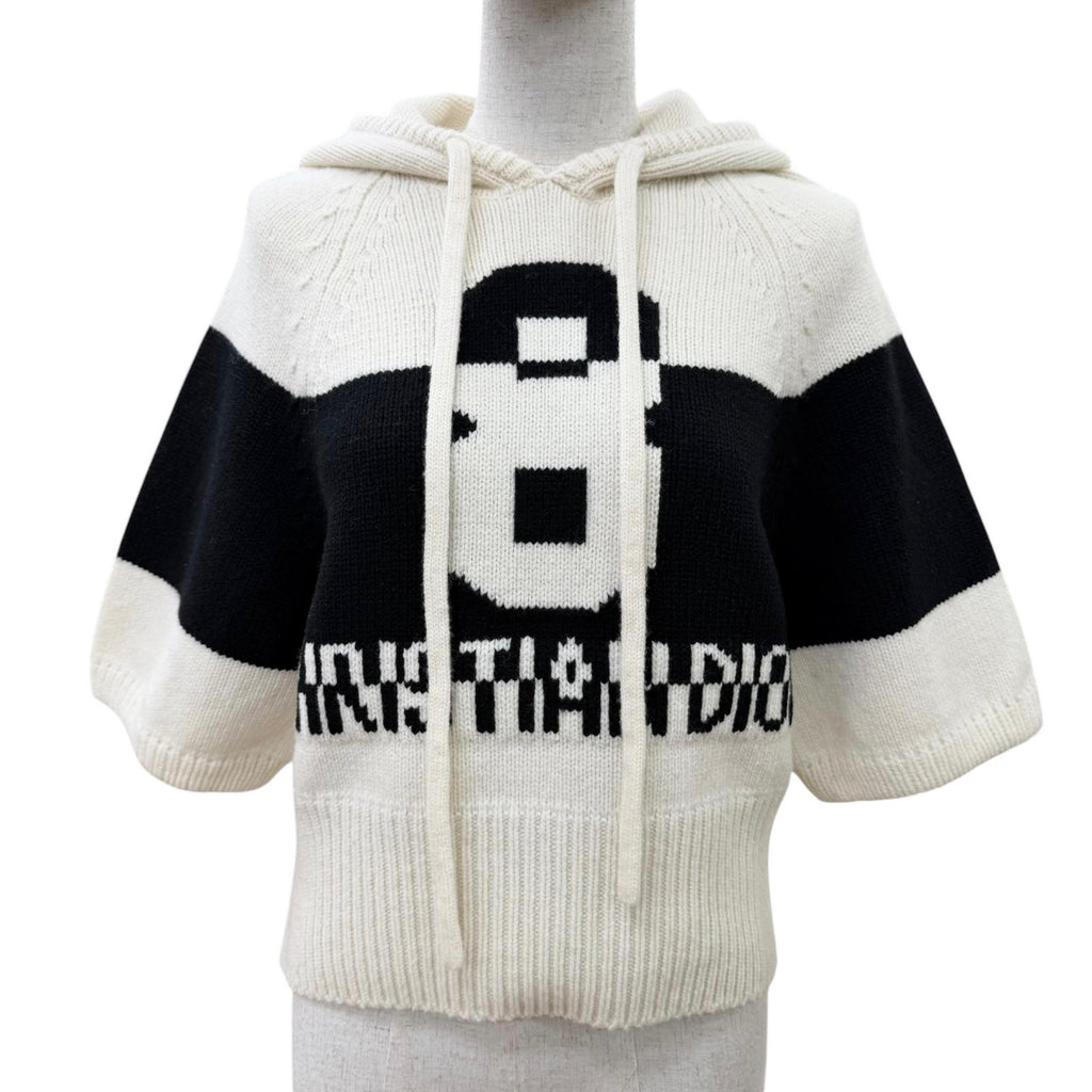Excellent Christian Dior Short sleeve knit Front logo hooded knit
