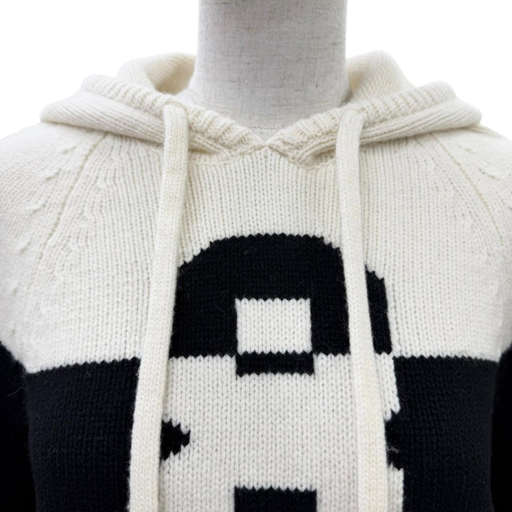 Excellent Christian Dior Short sleeve knit Front logo hooded knit hoodie 42