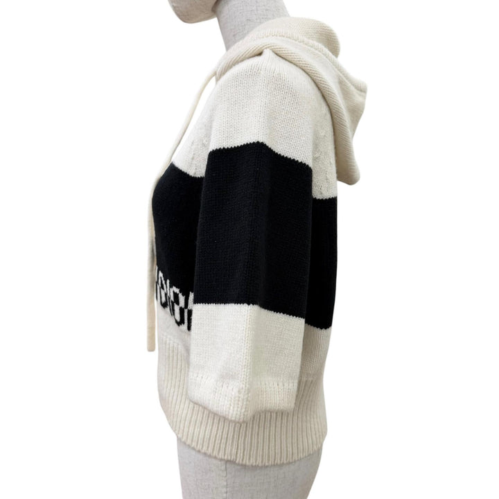 Excellent Christian Dior Short sleeve knit Front logo hooded knit hoodie 42