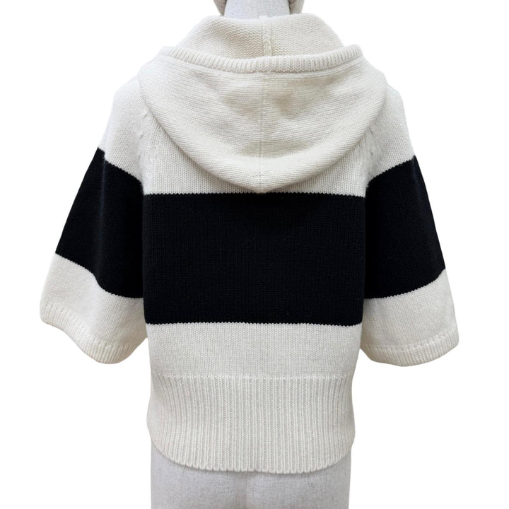 Excellent Christian Dior Short sleeve knit Front logo hooded knit hoodie 42