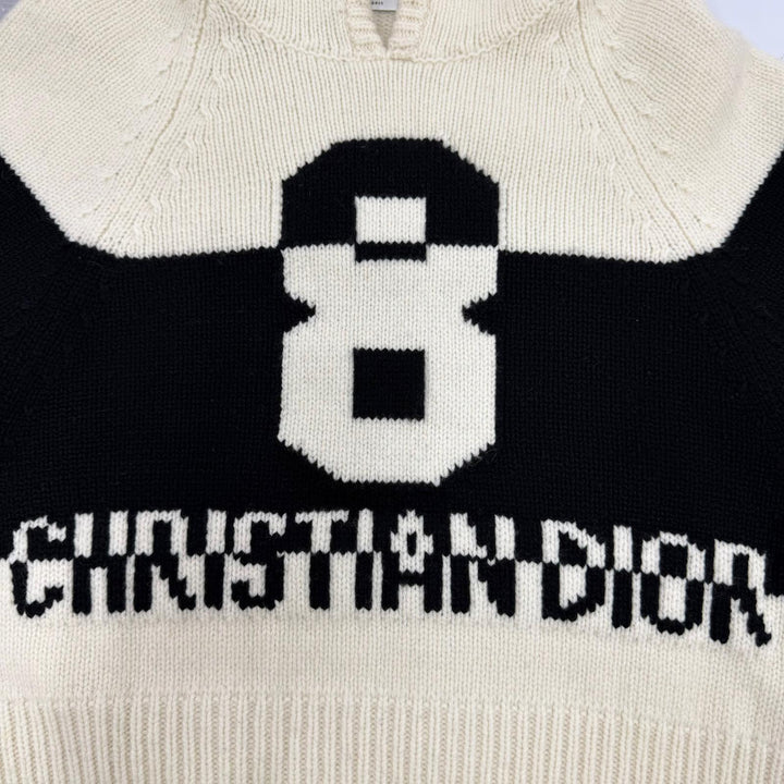 Excellent Christian Dior Short sleeve knit Front logo hooded knit hoodie 42