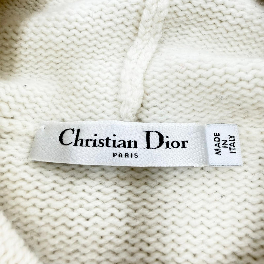 Excellent Christian Dior Short sleeve knit Front logo hooded knit hoodie 42