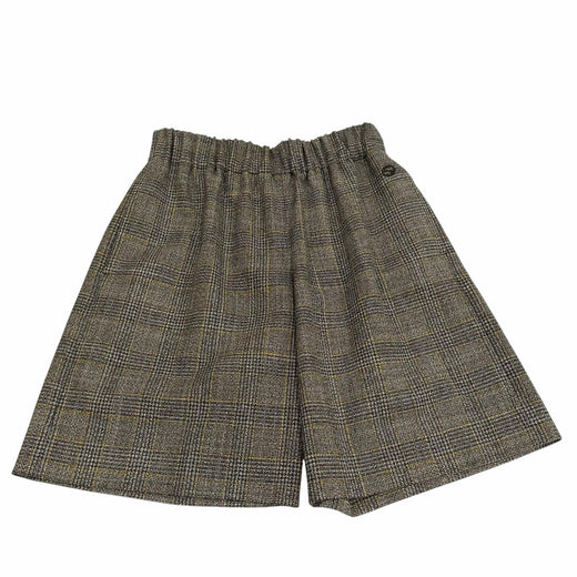 Pristine GUCCI Shorts Interlocking G embroidery glen check Brown wool 40 770190