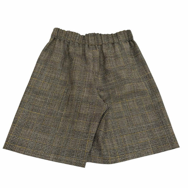 Pristine GUCCI Shorts Interlocking G embroidery glen check Brown wool 40 770190