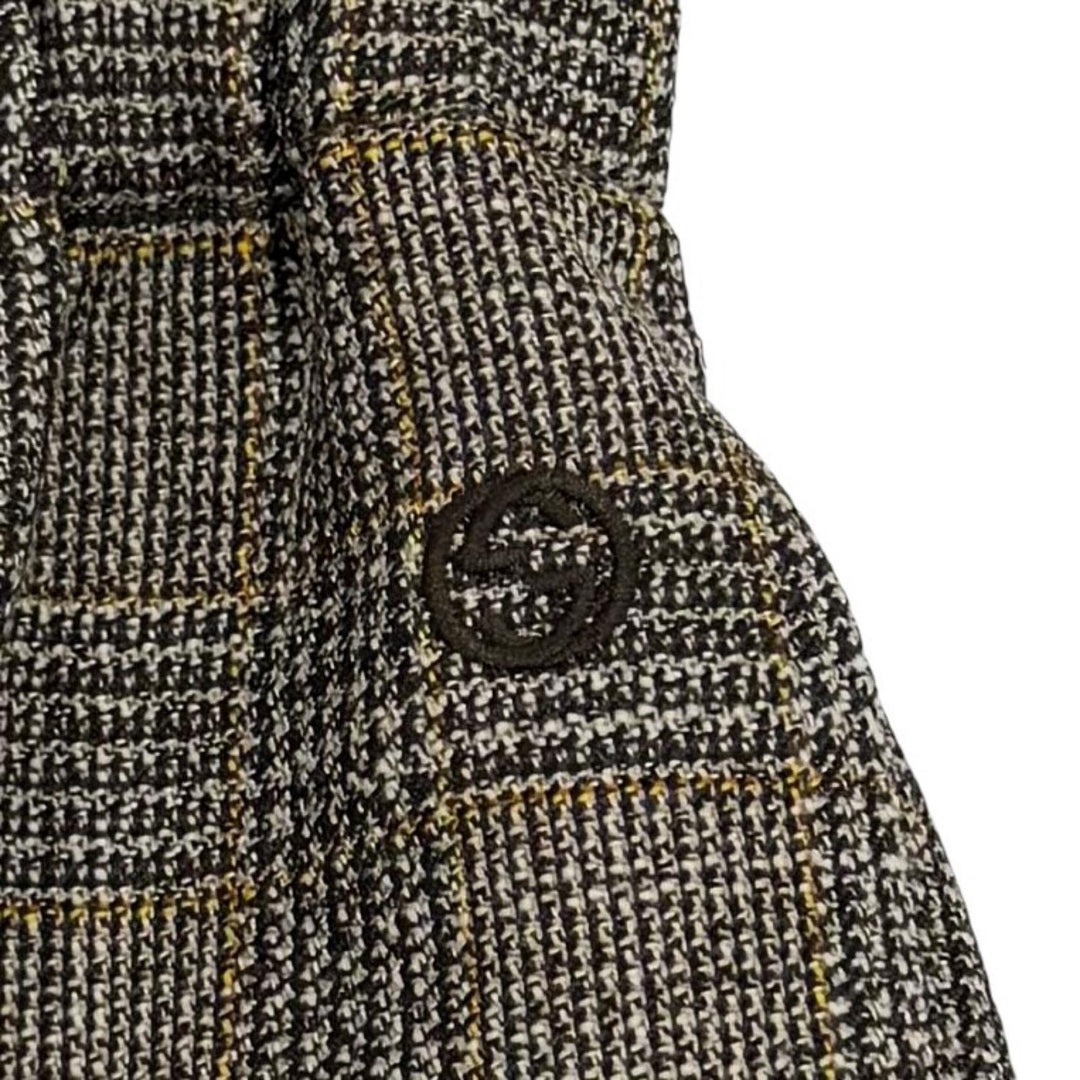 Pristine GUCCI Shorts Interlocking G embroidery glen check Brown wool 40 770190