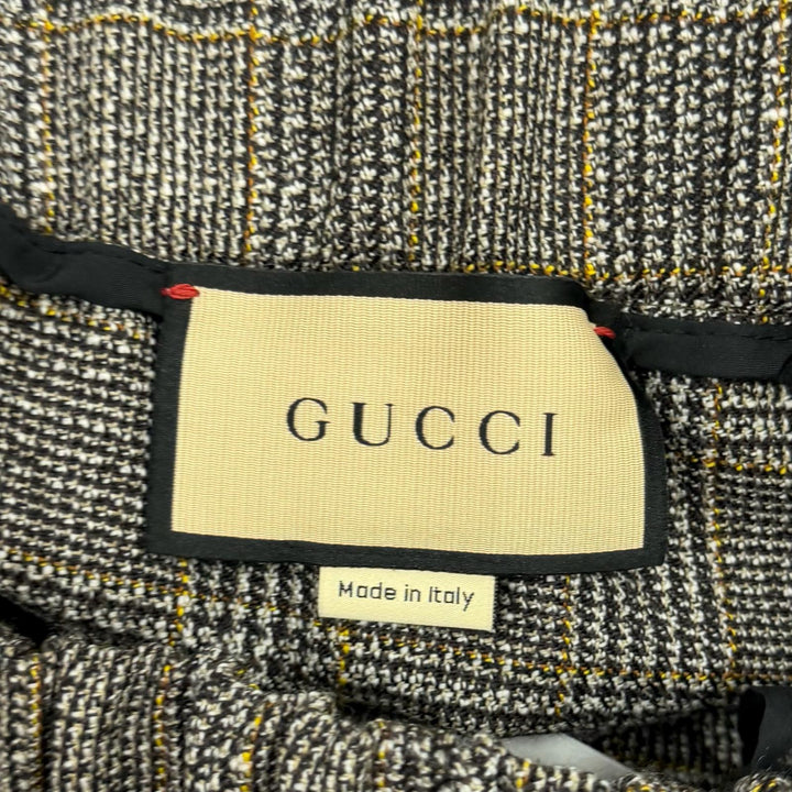 Pristine GUCCI Shorts Interlocking G embroidery glen check Brown wool 40 770190