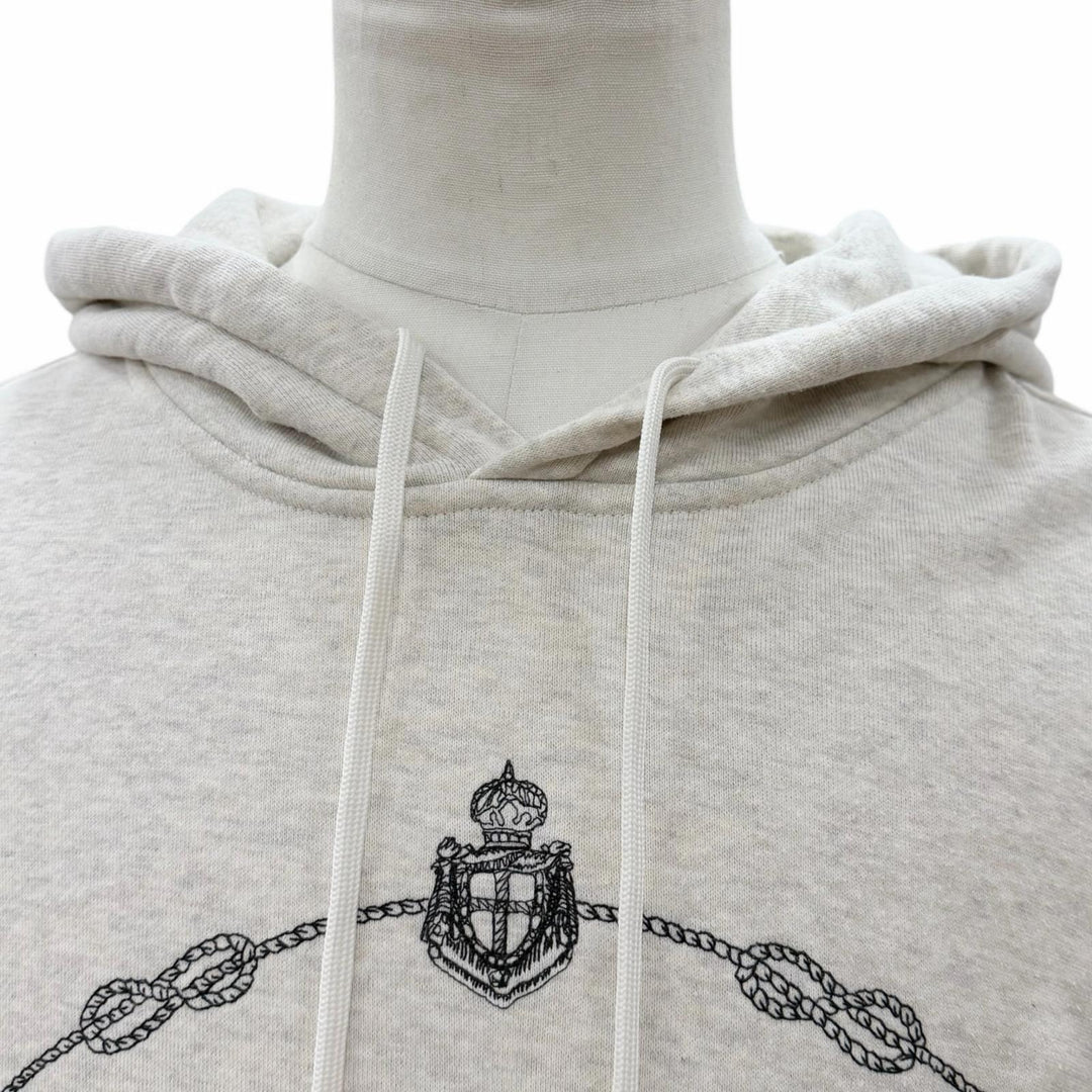 Great PRADA hoodie Front logo pullover Light gray cotton mens M UJL24B