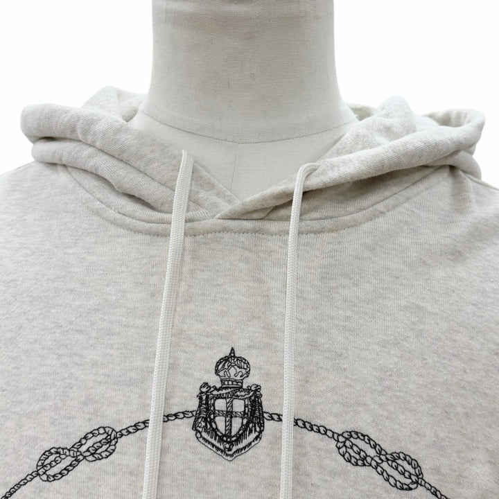 Great PRADA hoodie Front logo pullover Light gray cotton mens M UJL24B