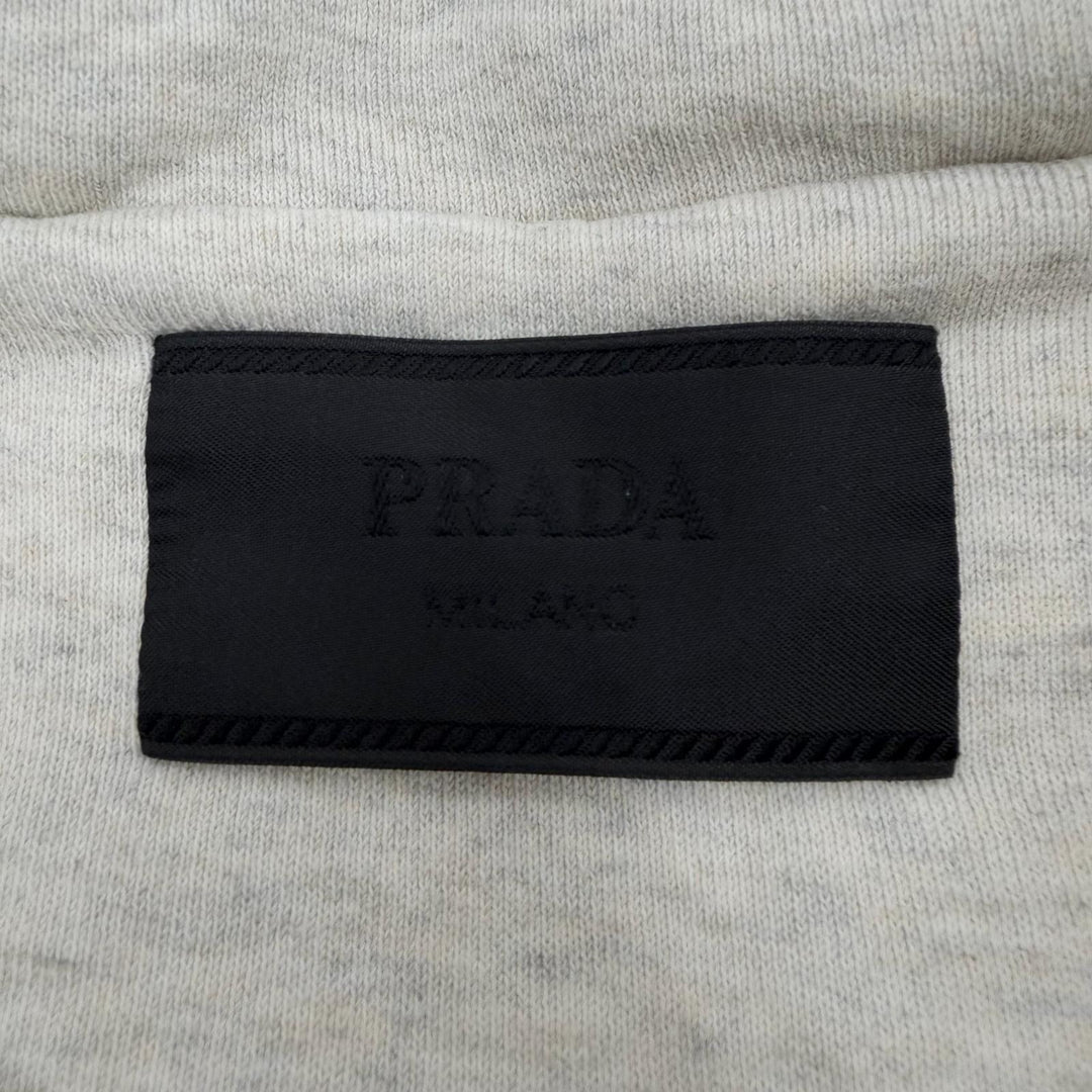 Great PRADA hoodie Front logo pullover Light gray cotton mens M UJL24B