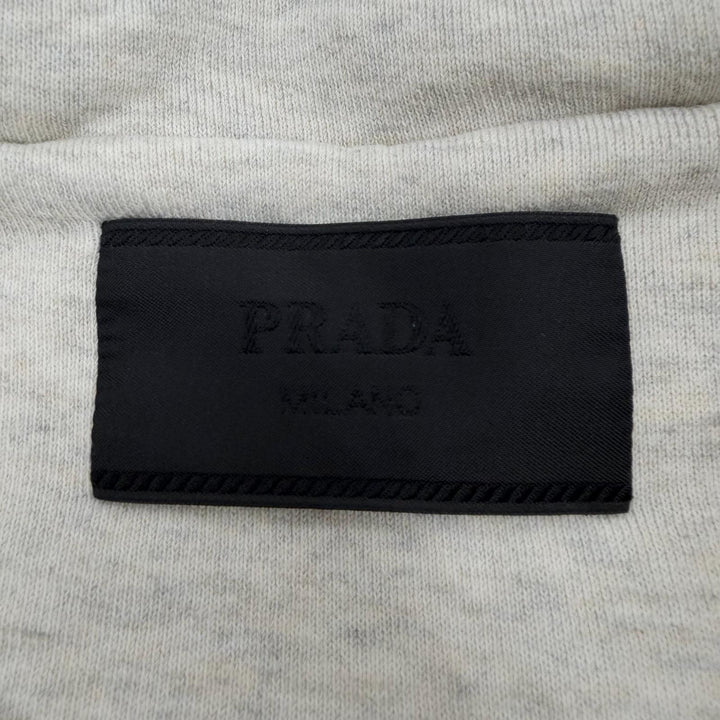 Great PRADA hoodie Front logo pullover Light gray cotton mens M UJL24B