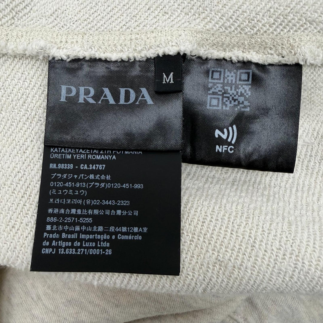 Great PRADA hoodie Front logo pullover Light gray cotton mens M UJL24B