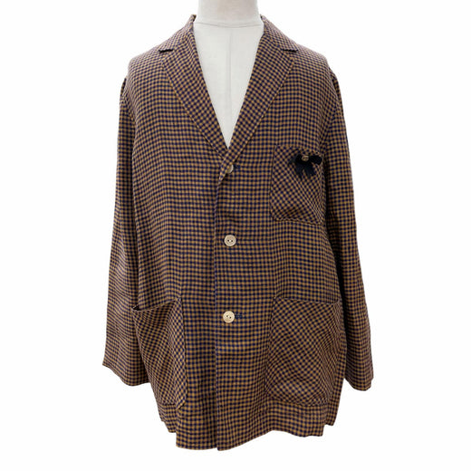 Excellent GUCCI tailored jacket Brown linen mens 48 659844