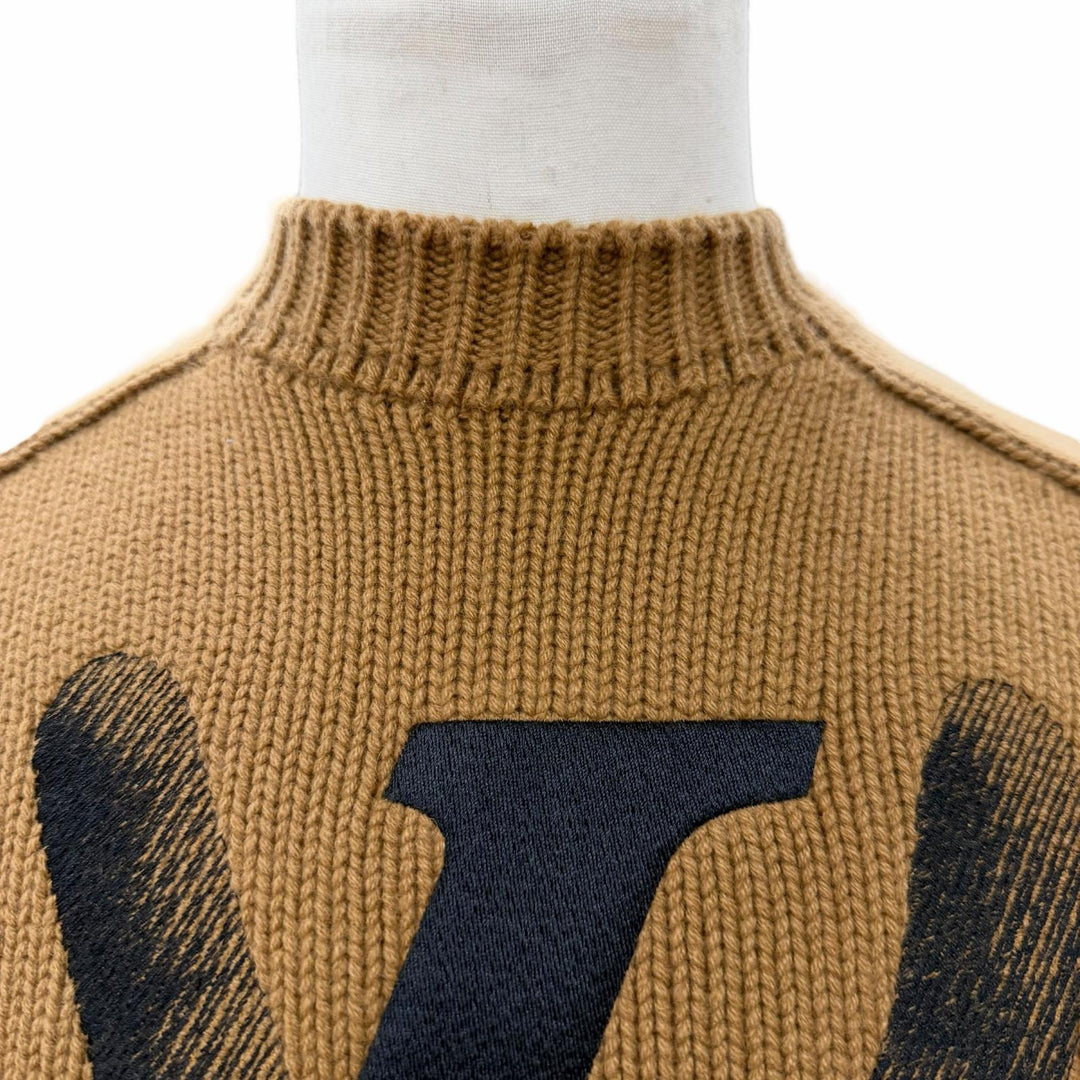 Great LOUIS VUITTON sweater PEACE AND LOVE Brown cashmere mens XS HFN96W