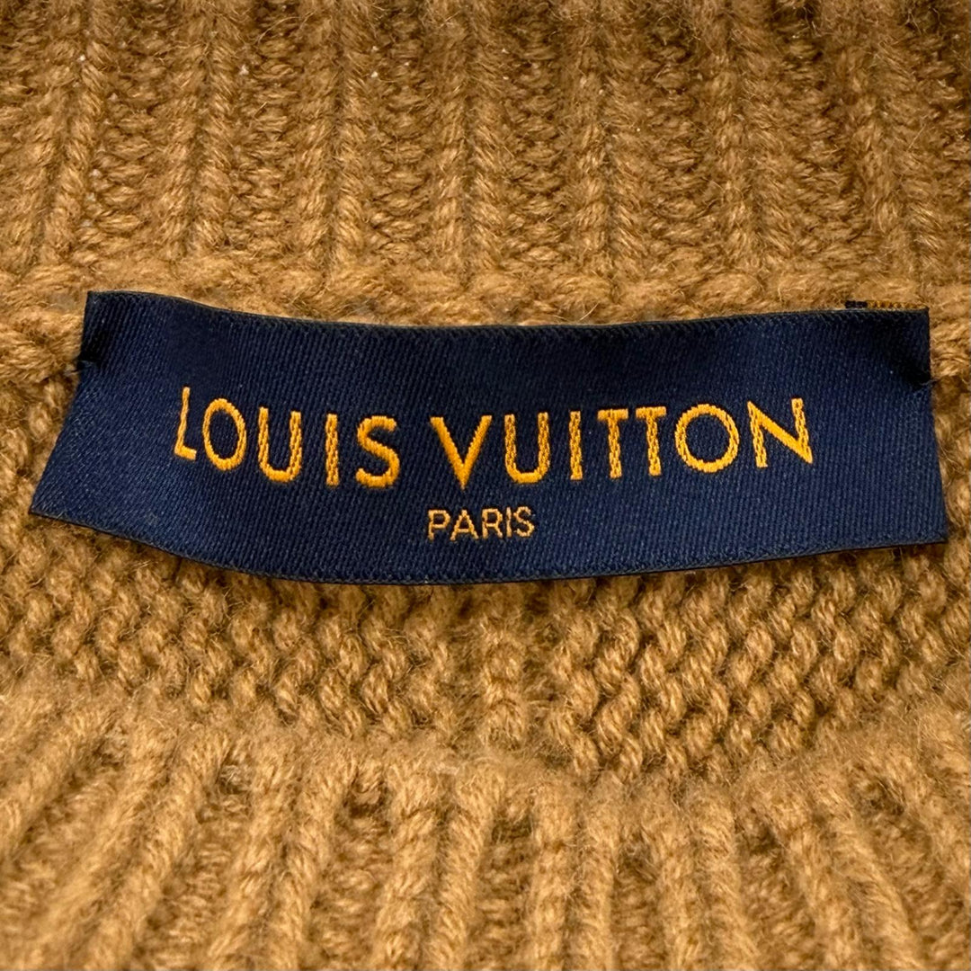 Great LOUIS VUITTON sweater PEACE AND LOVE Brown cashmere mens XS HFN96W