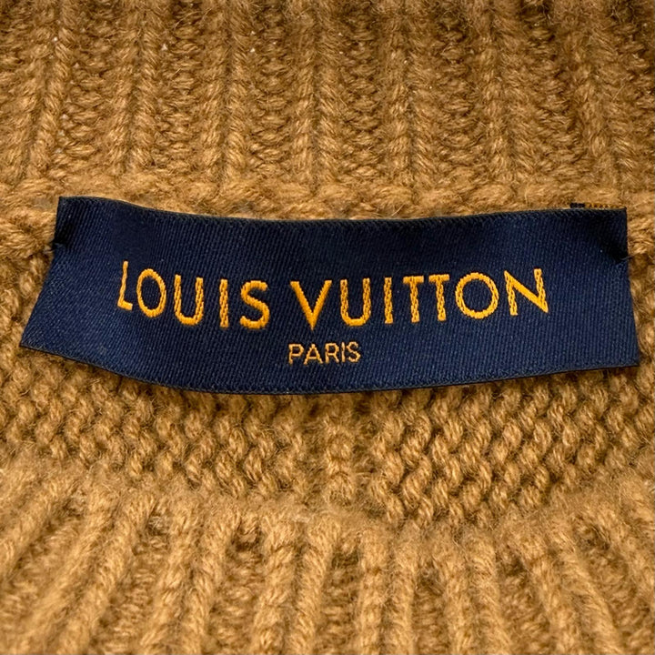 Great LOUIS VUITTON sweater PEACE AND LOVE Brown cashmere mens XS HFN96W