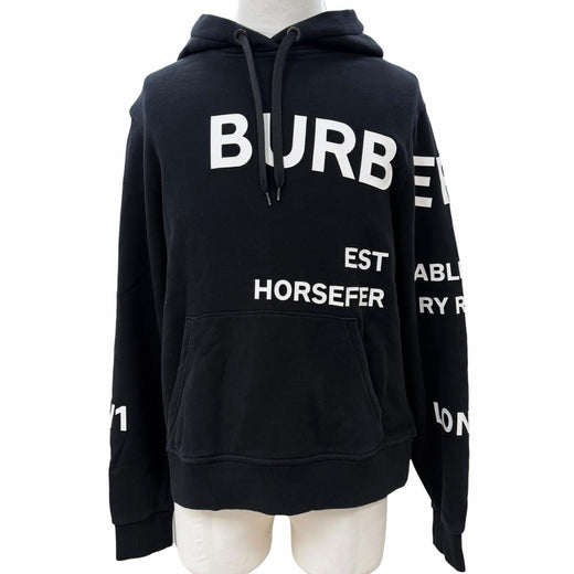 Very Good BURBERRY hoodie Horseferry pullover black cotton mens S 8040767