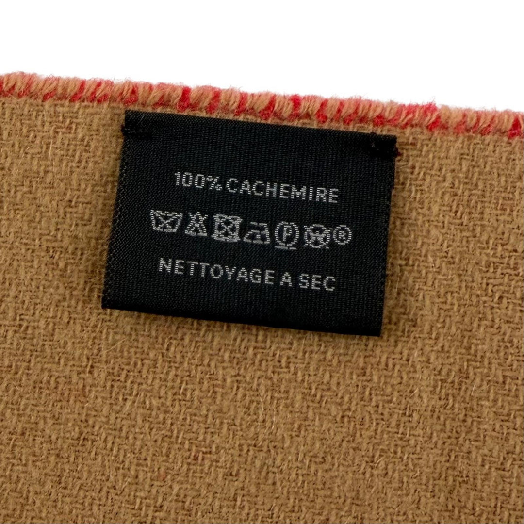 Excellent HERMES Scarf Two-tone with fringe Red cashmere Women