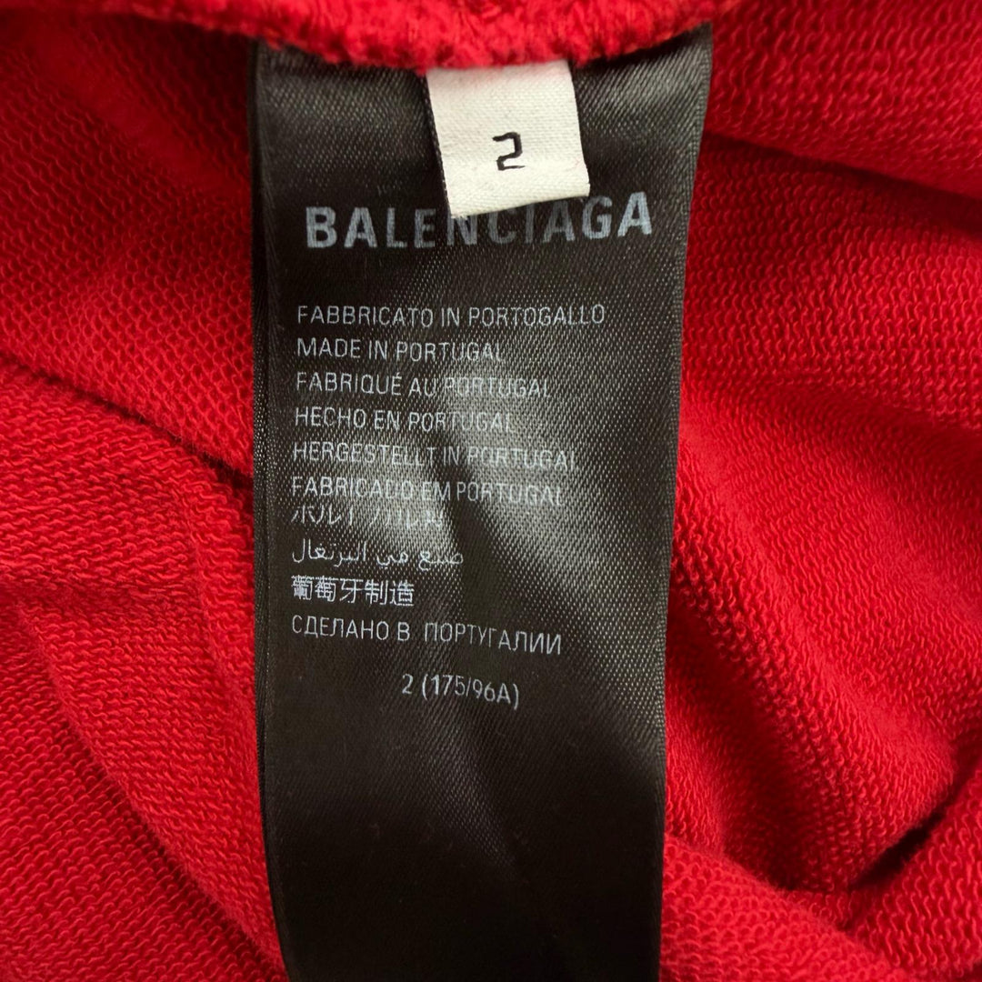 Pristine BALENCIAGA hoodie Faux Logo Round Hem Hoodie Red cotton mens 2 761458