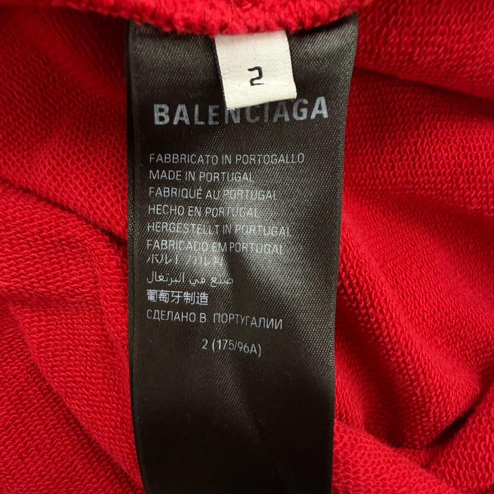 Pristine BALENCIAGA hoodie Faux Logo Round Hem Hoodie Red cotton mens 2 761458