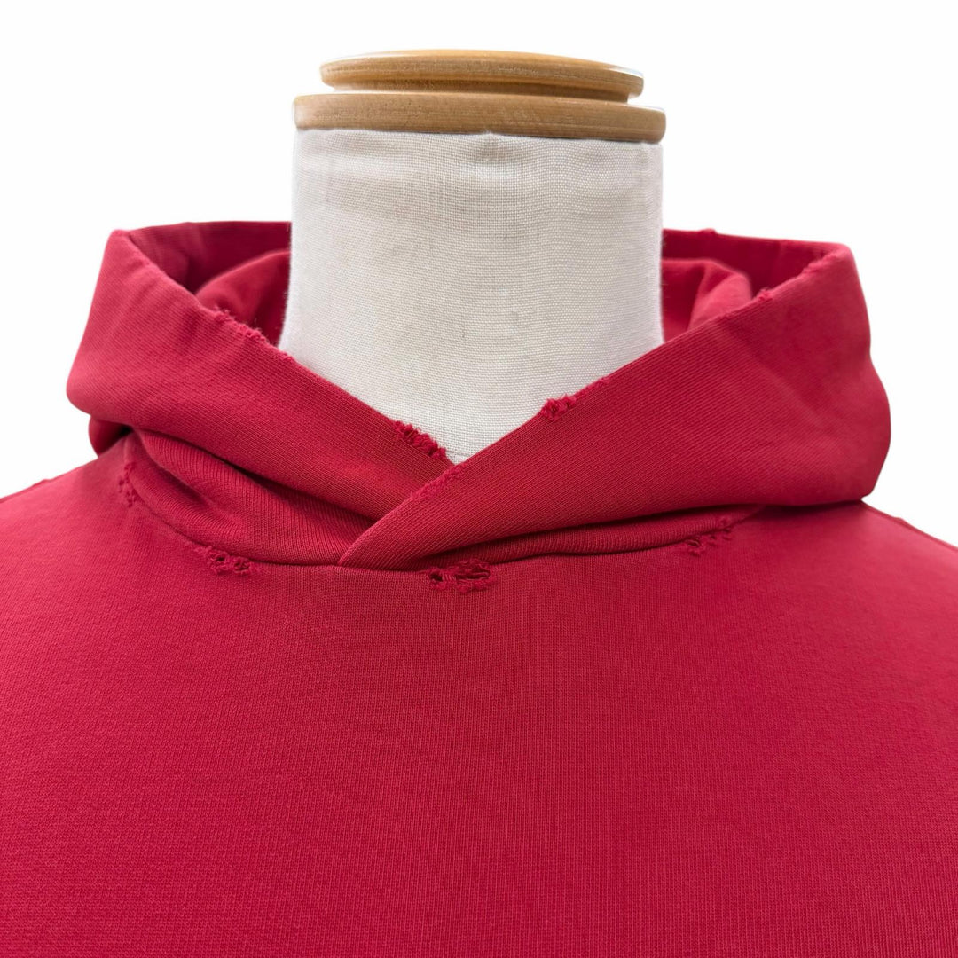 Pristine BALENCIAGA hoodie Faux Logo Round Hem Hoodie Red cotton mens 2 761458