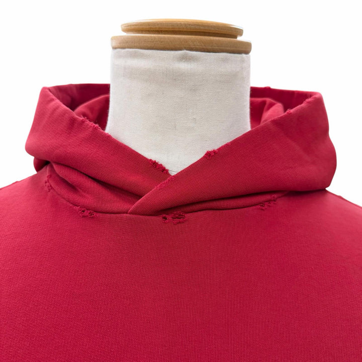 Pristine BALENCIAGA hoodie Faux Logo Round Hem Hoodie Red cotton mens 2 761458