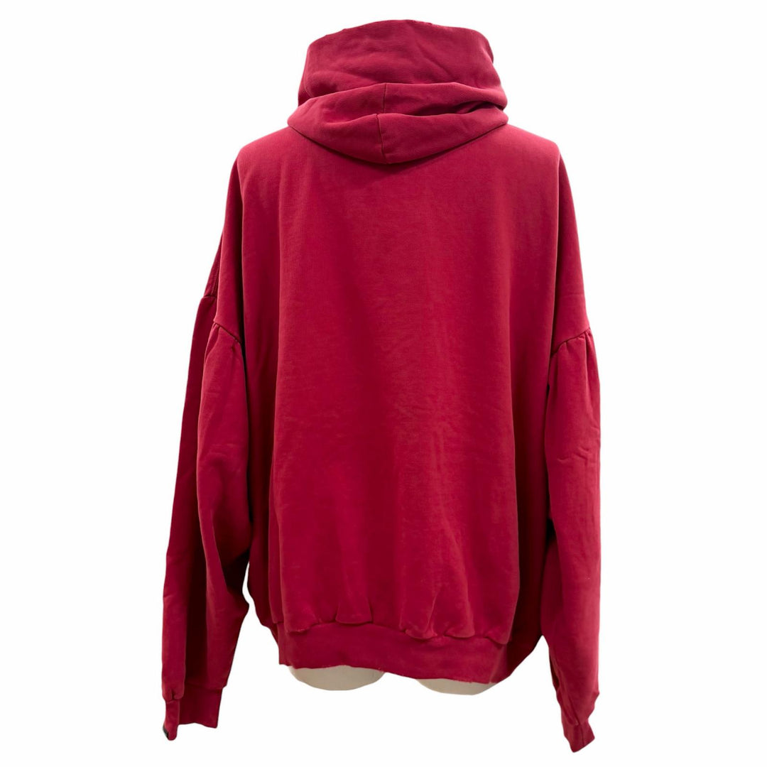 Pristine BALENCIAGA hoodie Faux Logo Round Hem Hoodie Red cotton mens 2 761458