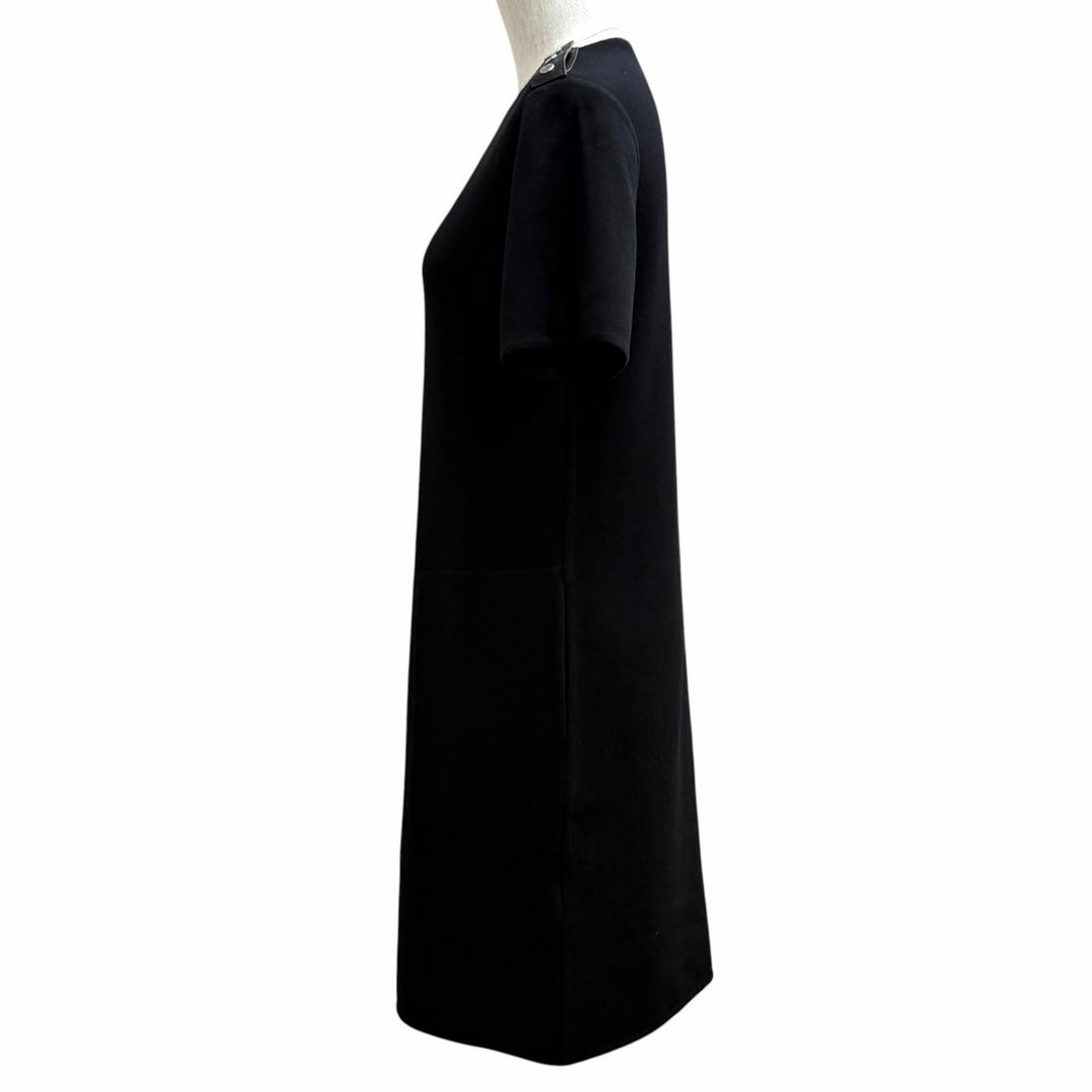 Excellent HERMES one piece Lambskin knit with Serie buttons black wool Women 34