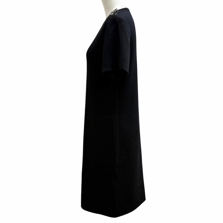 Excellent HERMES one piece Lambskin knit with Serie buttons black wool Women 34
