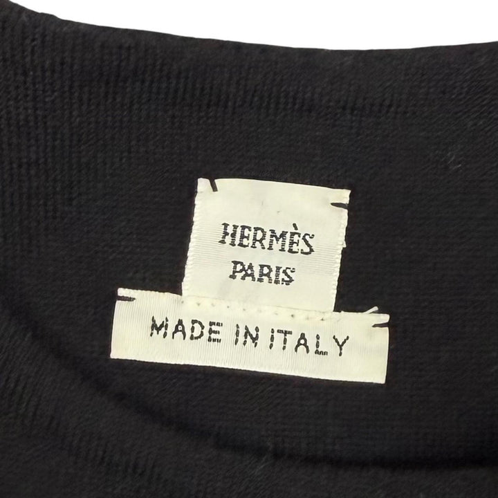 Excellent HERMES one piece Lambskin knit with Serie buttons black wool Women 34