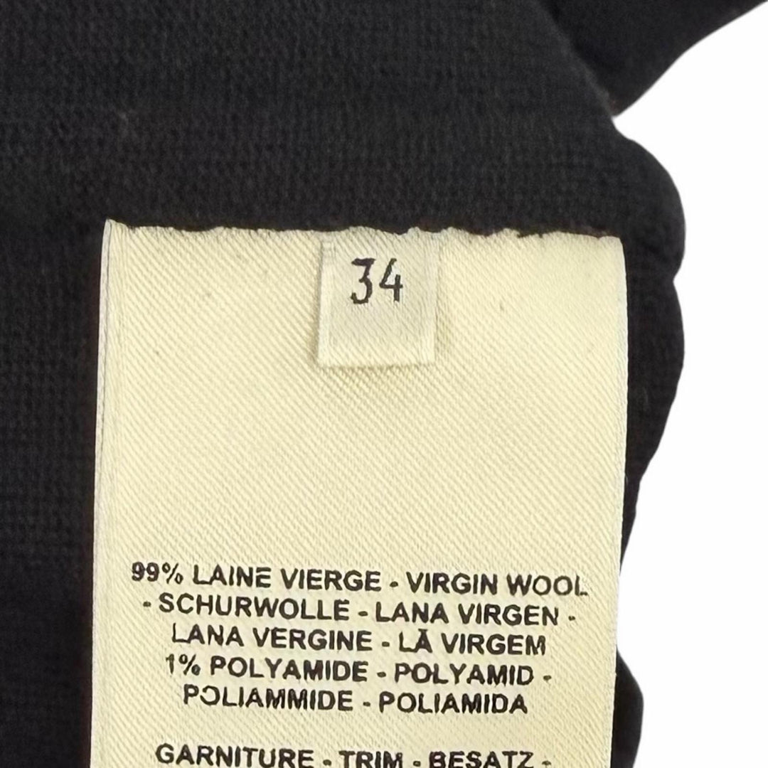 Excellent HERMES one piece Lambskin knit with Serie buttons black wool Women 34
