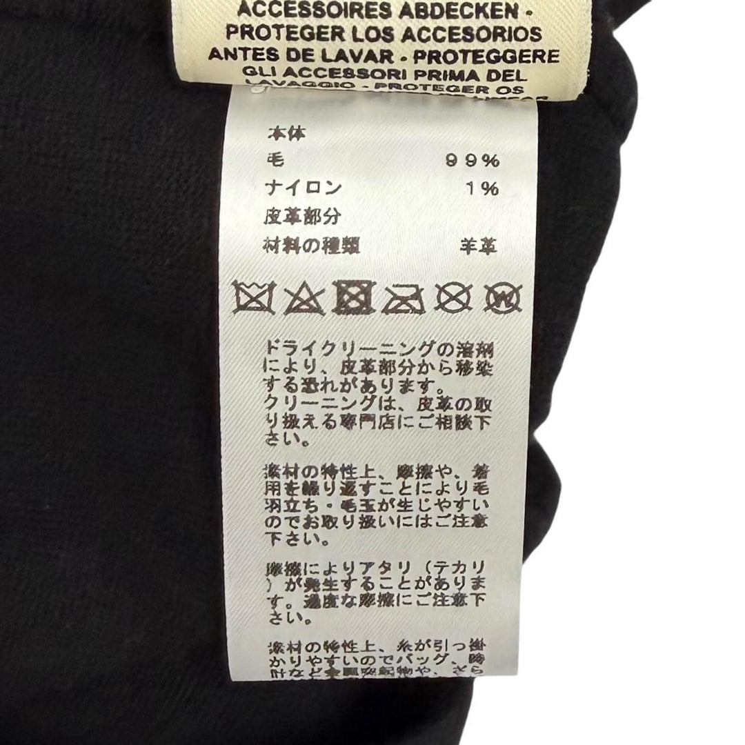 Excellent HERMES one piece Lambskin knit with Serie buttons black wool Women 34