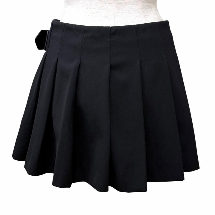 Excellent PRADA Pleated skirt black Virgin wool Women 36 P123UE