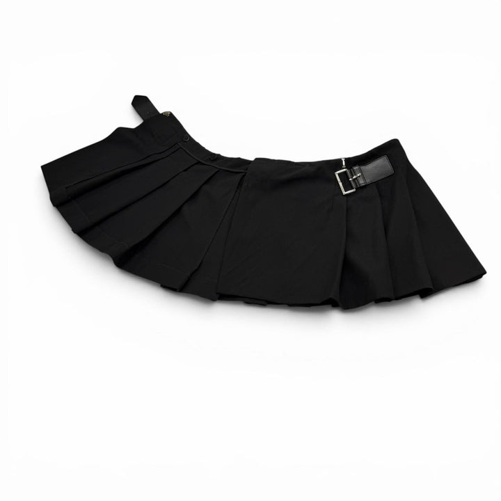 Excellent PRADA Pleated skirt black Virgin wool Women 36 P123UE
