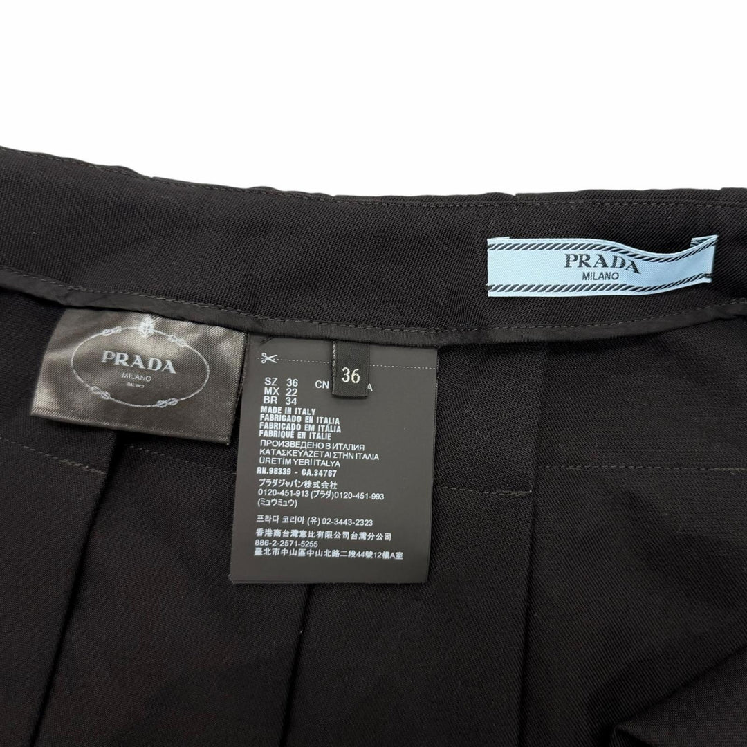 Excellent PRADA Pleated skirt black Virgin wool Women 36 P123UE
