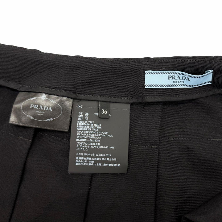 Excellent PRADA Pleated skirt black Virgin wool Women 36 P123UE