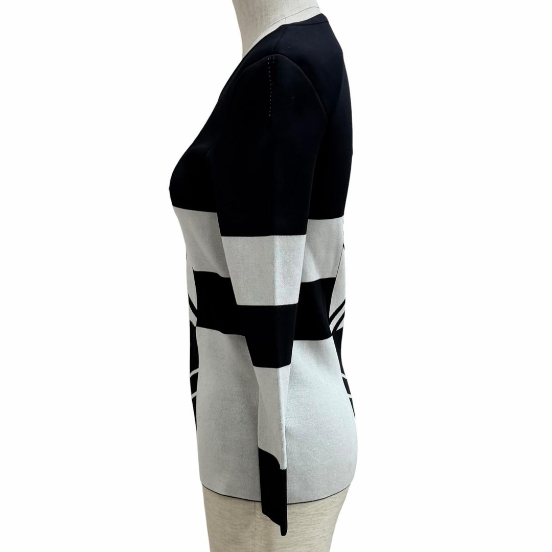 Excellent HERMES knit Two-tone, high-gauge knit black Rayon Women 36