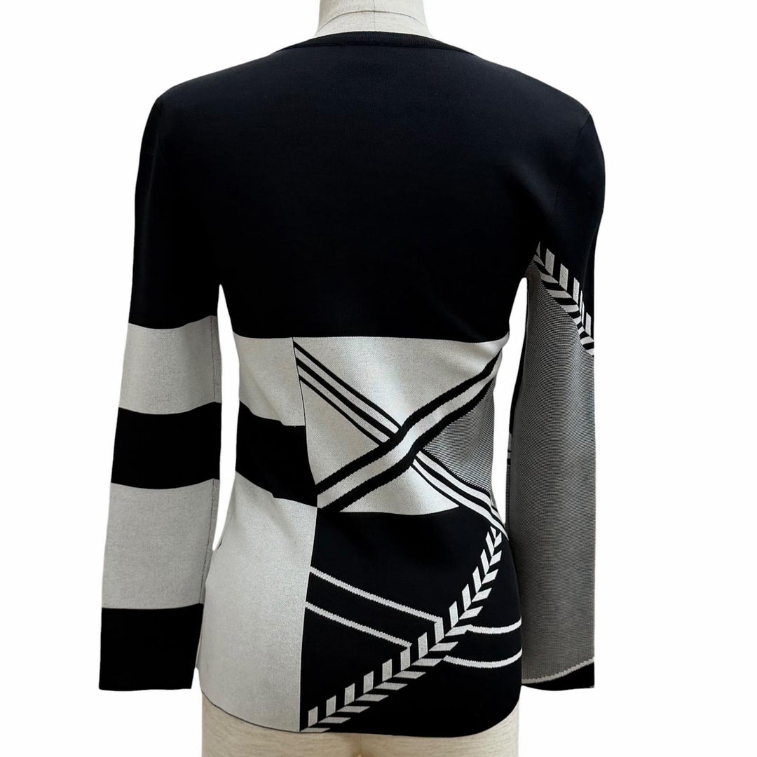 Excellent HERMES knit Two-tone, high-gauge knit black Rayon Women 36