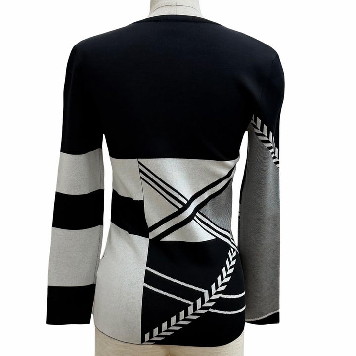 Excellent HERMES knit Two-tone, high-gauge knit black Rayon Women 36