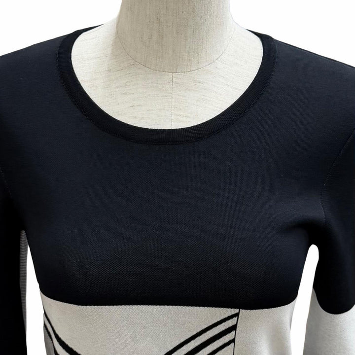 Excellent HERMES knit Two-tone, high-gauge knit black Rayon Women 36