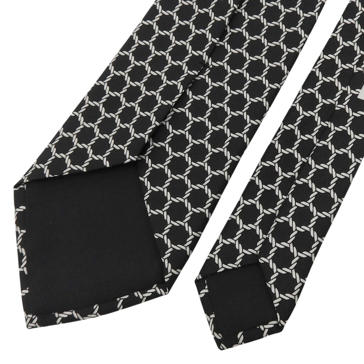 Excellent HERMES tie Rope Pattern black silk mens 7491 IA