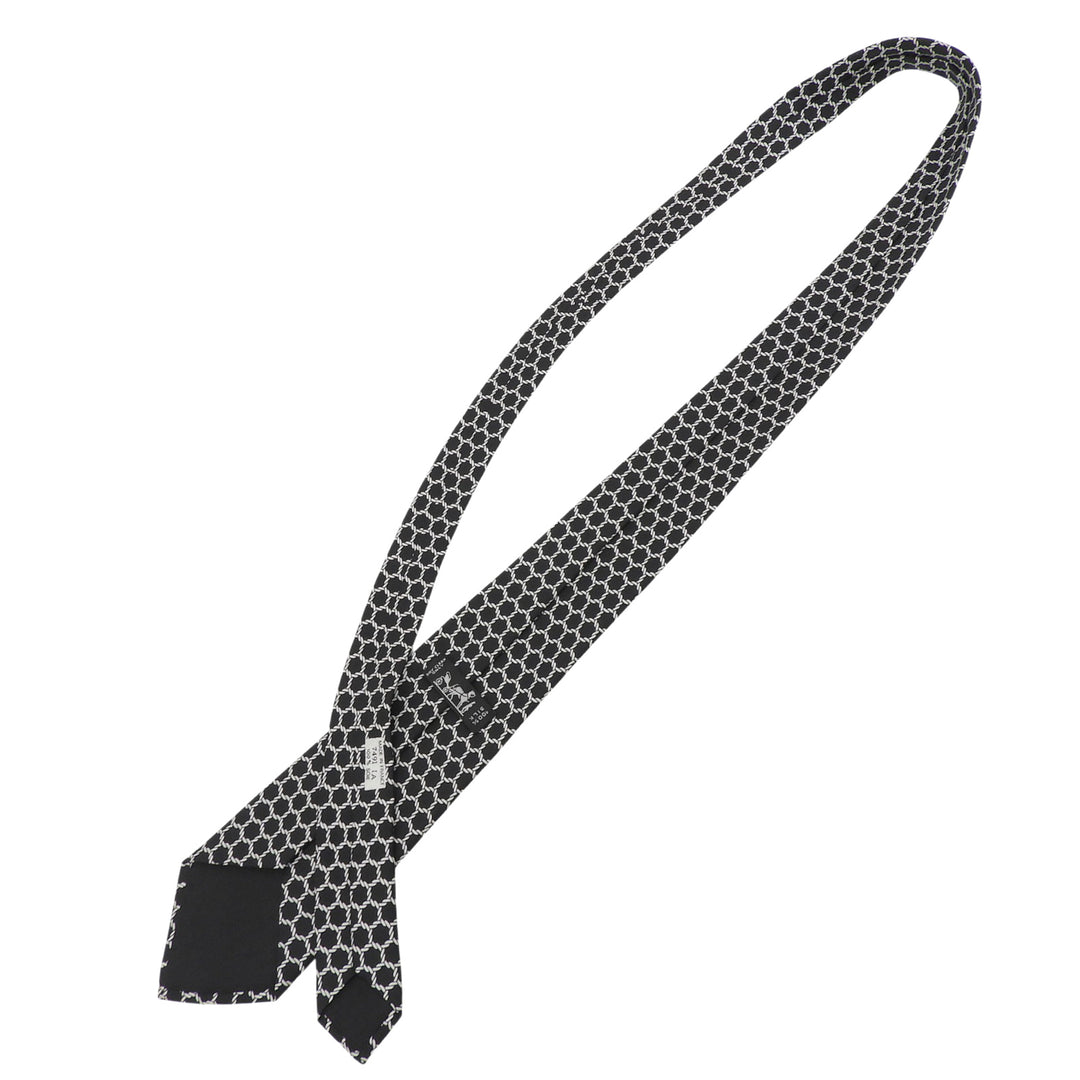 Excellent HERMES tie Rope Pattern black silk mens 7491 IA