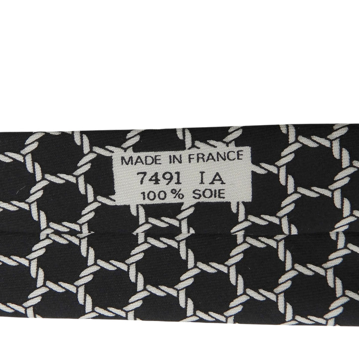 Excellent HERMES tie Rope Pattern black silk mens 7491 IA