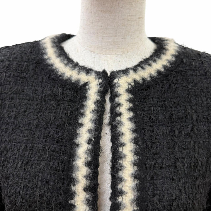 Excellent CHANEL collarless jacket COCO Button Knit Tweed 36 98A P11965V07036