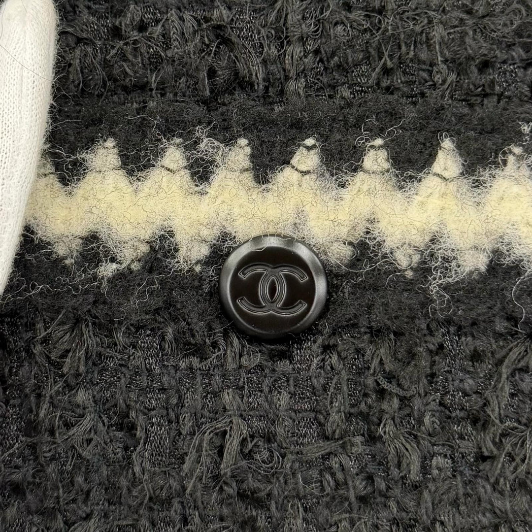 Excellent CHANEL collarless jacket COCO Button Knit Tweed 36 98A P11965V07036