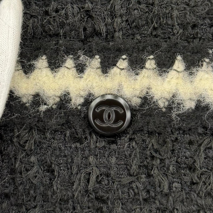 Excellent CHANEL collarless jacket COCO Button Knit Tweed 36 98A P11965V07036