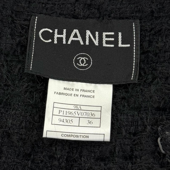 Excellent CHANEL collarless jacket COCO Button Knit Tweed 36 98A P11965V07036