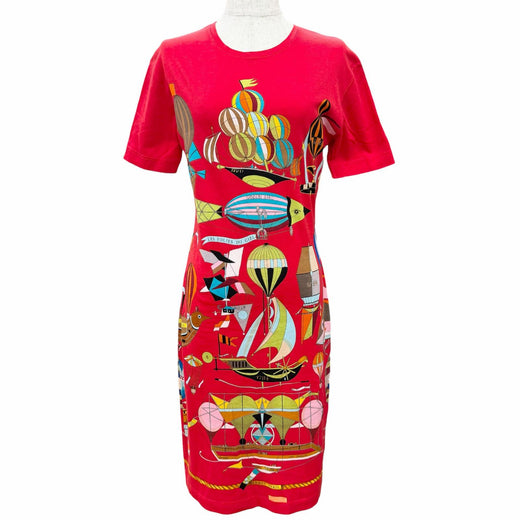Great HERMES one piece LES FOLIES DU CIEL Crew neck short sleeve Red S