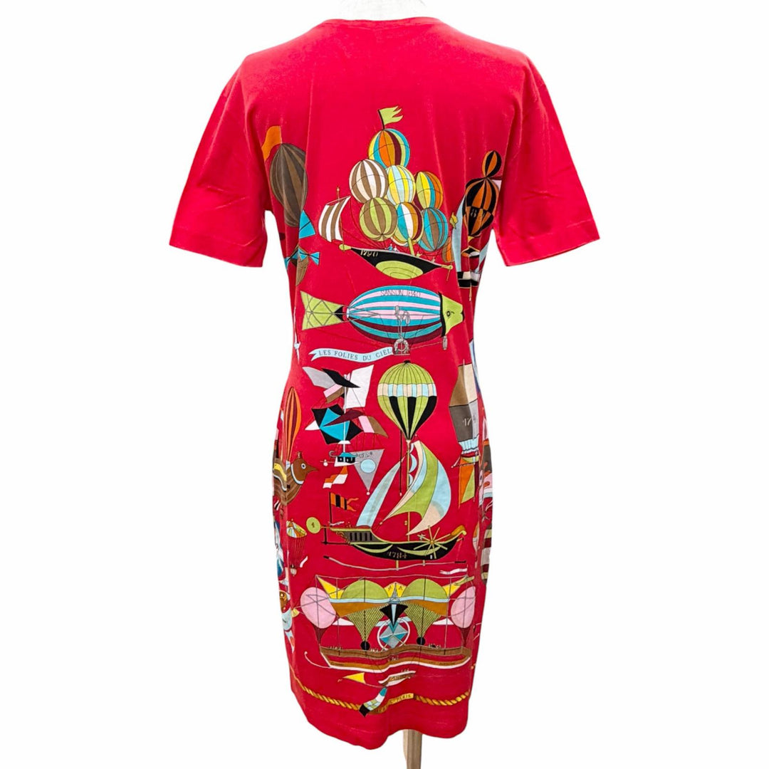 Great HERMES one piece LES FOLIES DU CIEL Crew neck short sleeve Red S